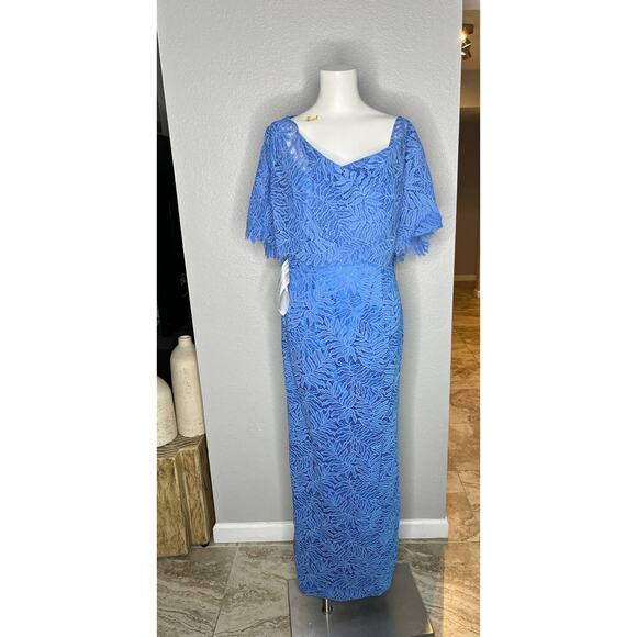 JS Collections Cowl Neck Lace Gown Dress - Picture 4 of 12